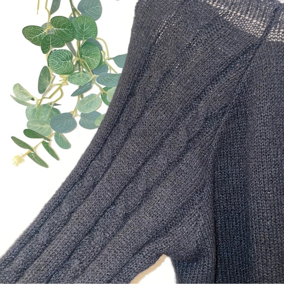 Black Cable Knit Sweater with Button Accents - Picture 5 of 8